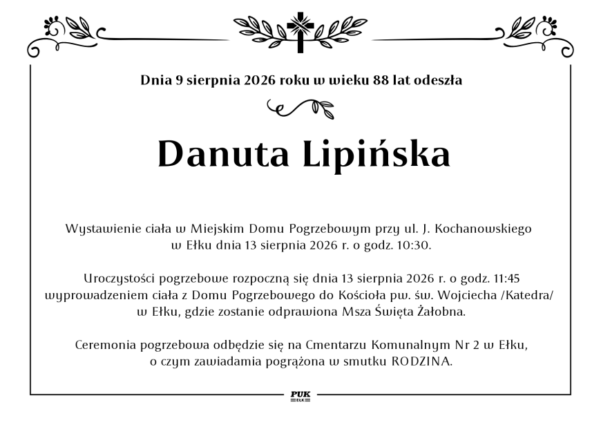 Danuta Lipińska - nekrolog